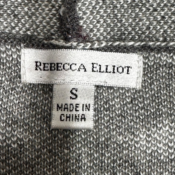 Rebecca Elliot Women’s Cardigan Sweater Small Gray White Aztec Tribal Open Front - Picture 6 of 8